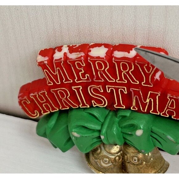 Vintage Christmas PIN Brooch "Merry Christmas" 1980s American Greetings Holiday - Picture 2 of 11